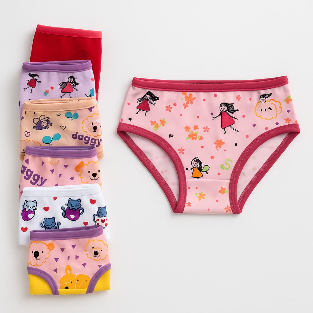 KIT 3, 6 e 9 Calcinha Feminina Tanga Infantil Juvenil Algodão Macio Ajuste Perfeito Cores Estampas Sortidas