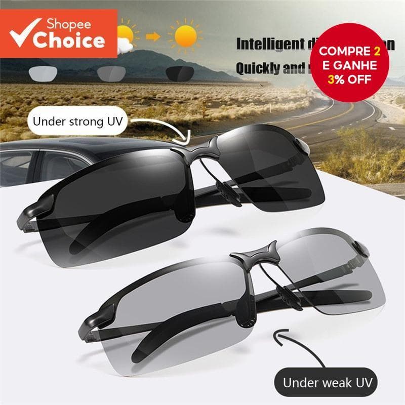 Óculos De Sol Fotocromáticos Masculinos UV400 Polarizados Para Dirigir Diurnos E Noturnos
